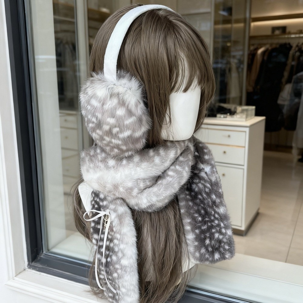 Earmuffs Foldable - Sevimli Geyik Desenli Eşarp Kışlık Sıcak