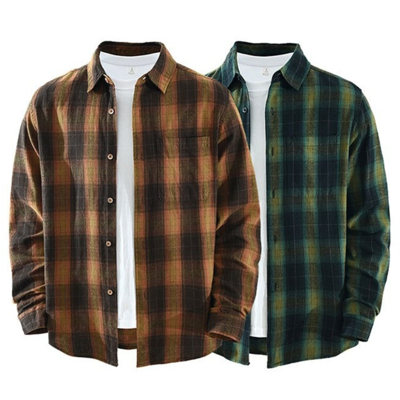 Flannel Shirt Lined - Büyük Beden %100 Pamuklu Erkek Ekose