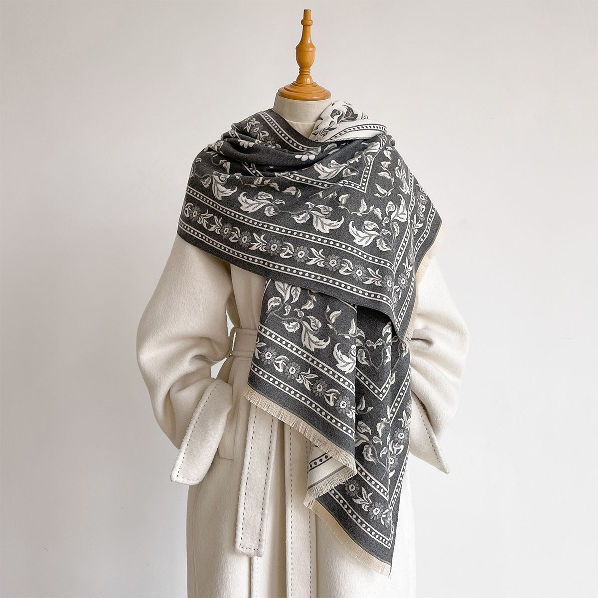 Wool Scarf Men - Kadınlar için Suni Kaşmir Çift Taraflı