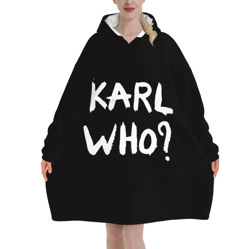 Karl Who Slogan Siyah Giyilebi - Sherpa Hoodie Fleece incelemesi ve fiyatı